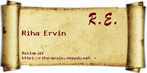 Riha Ervin névjegykártya